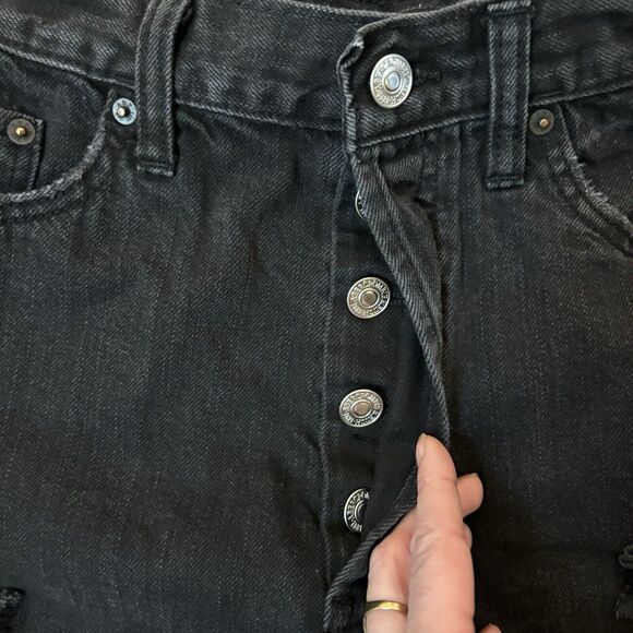 Abercrombie Fitch Pockets Button Fly Distressed Cheeky Denim Shorts Sz 27/2 - Picture 4 of 6
